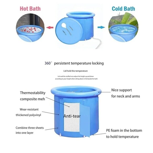 Inflatable Bathtub Bath Tub foldable bathtub plastic Bath T… - Picture 10 of 12